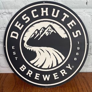 Deschutes Brewery Black & White Logo Beer Sign 12” Diameter -excellent condition